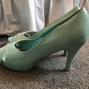 Teal Open toe heels